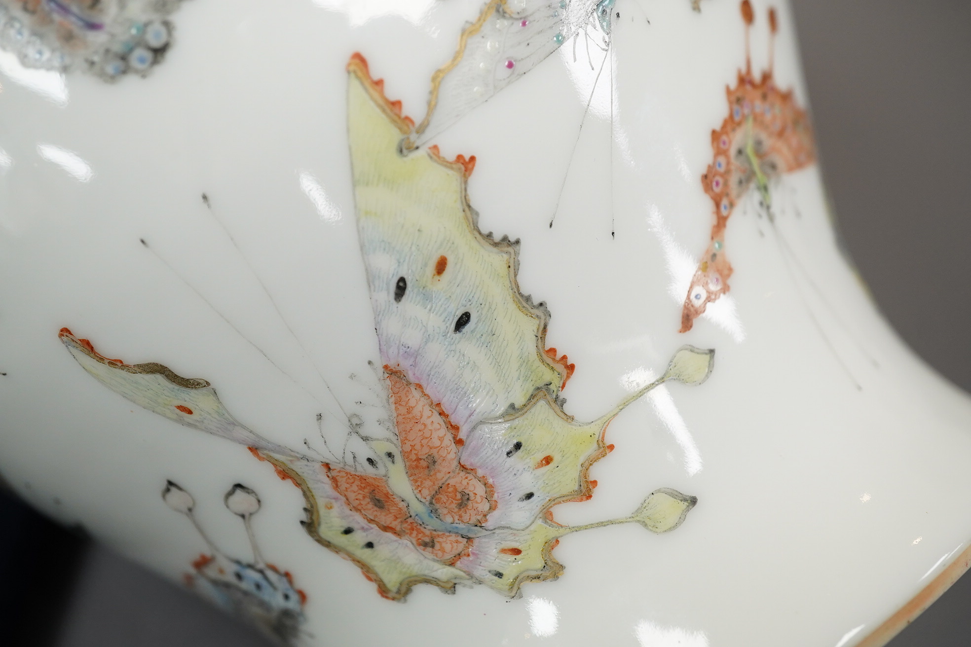 A Chinese enamelled porcelain ‘Hundred Butterfly’ vase, Qianlong mark, Republic period